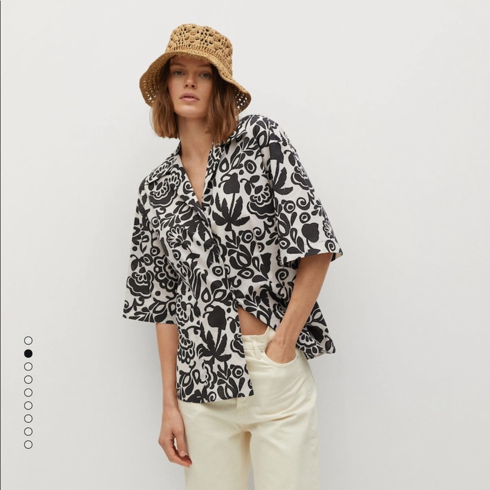 Mango Tropical Printed Button Down Shirt size 4